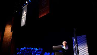 Shirley Winton speaqking at the O'Shea 50 Anniversary