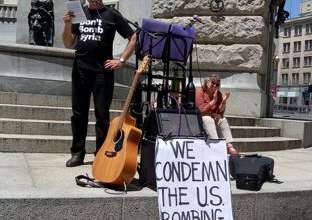 Phil Davies No War on Iran Rally